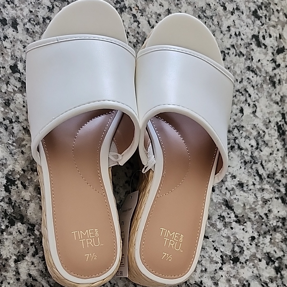 Time and Tru White Mules Sleek Minimalist Design